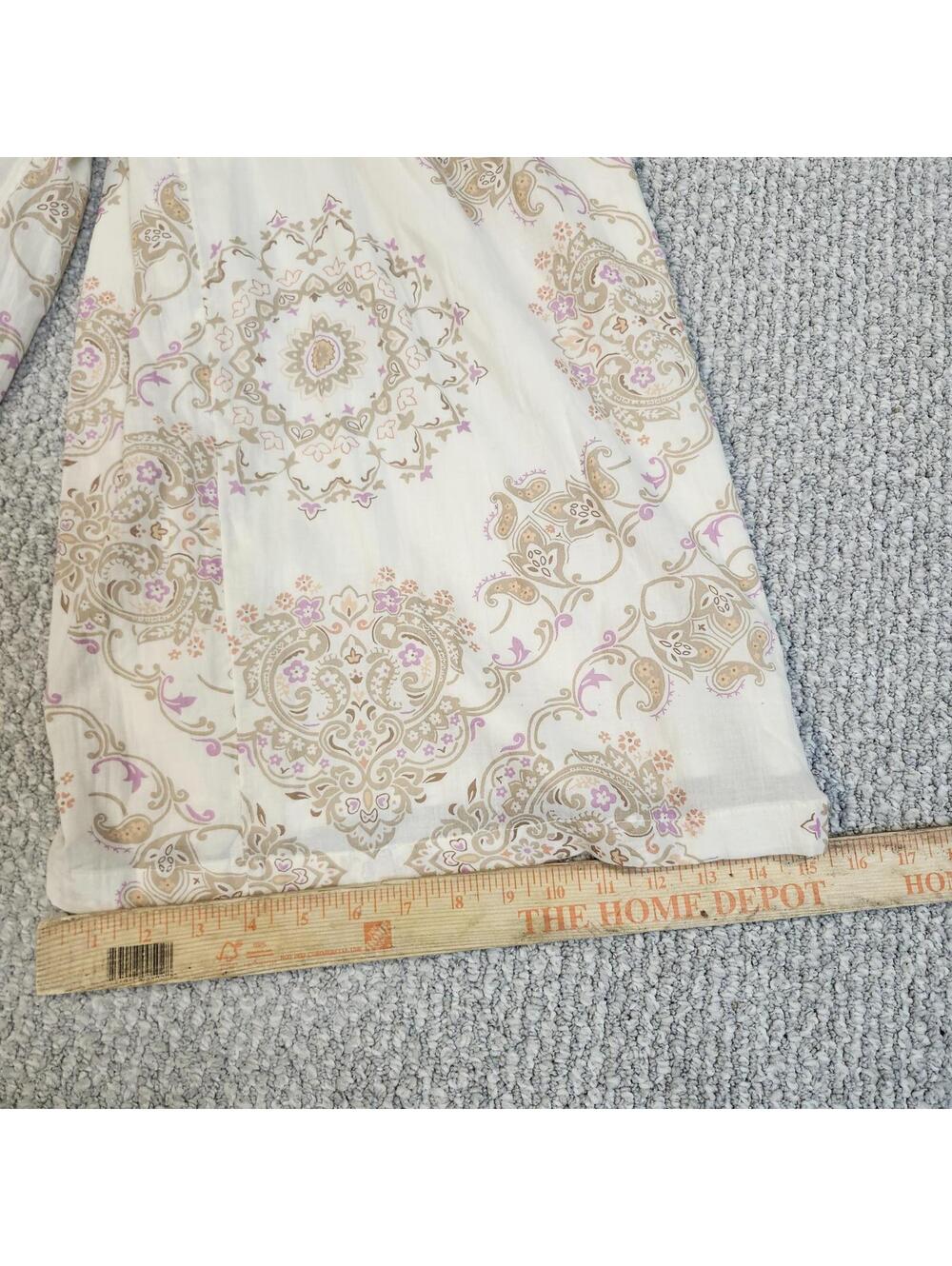 American Eagle Wide Leg Strapless Jumpsuit Beige Paisley Floral Print Large NWT - Picture 8 of 11